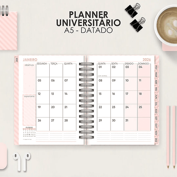 Arquivo Miolo Planner A5 Datado Horizontal 8