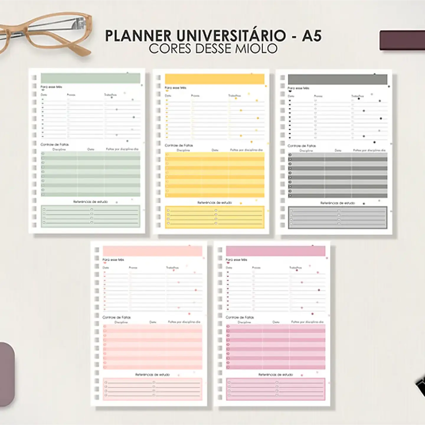 Arquivo Miolo Planner A5 Datado Horizontal 10