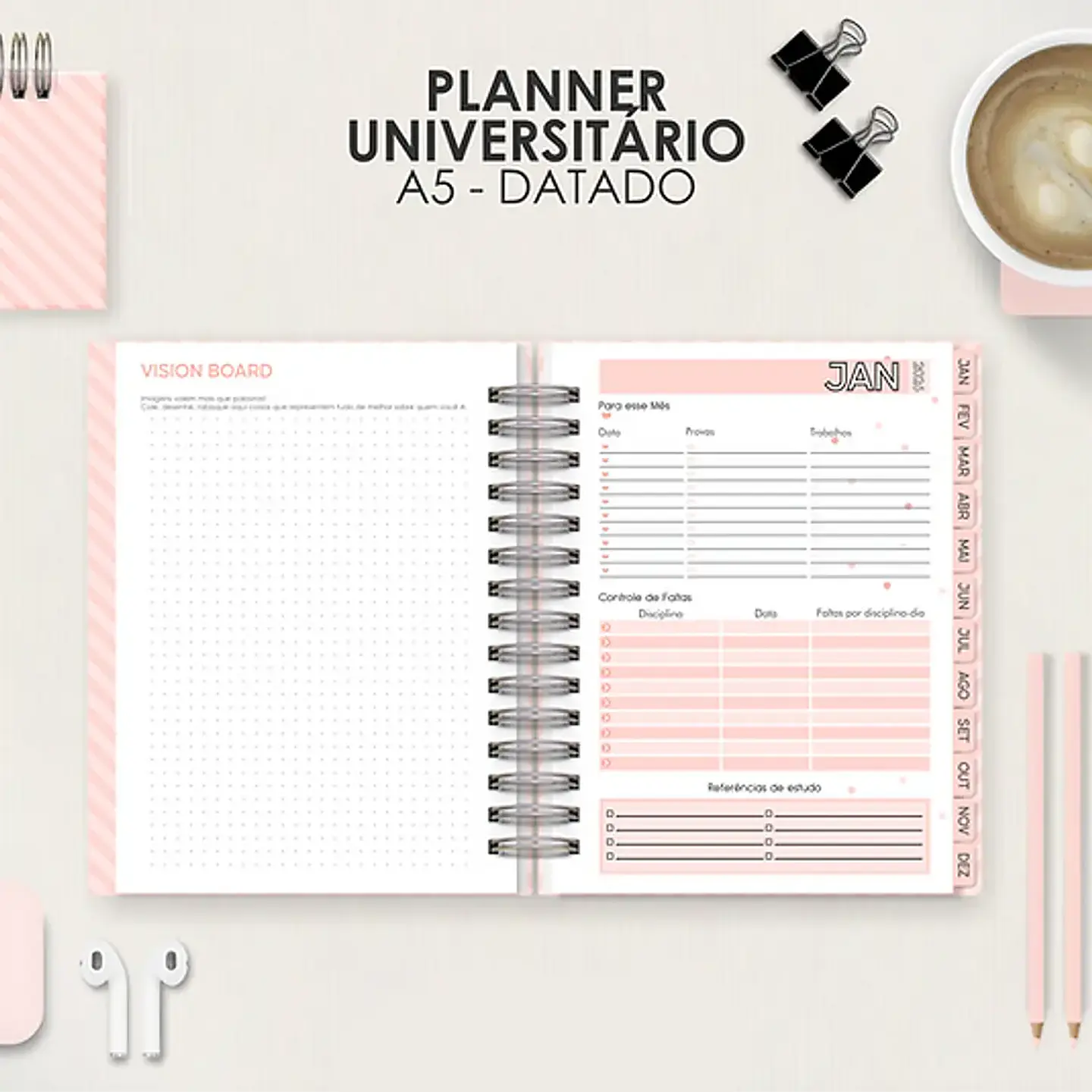 Arquivo Miolo Planner A5 Datado Horizontal 11