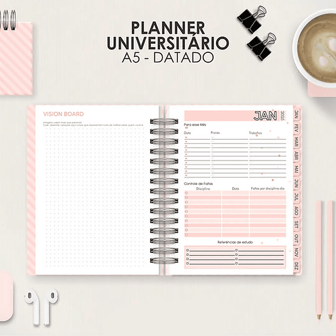 Arquivo Miolo Planner A5 Datado Horizontal 11