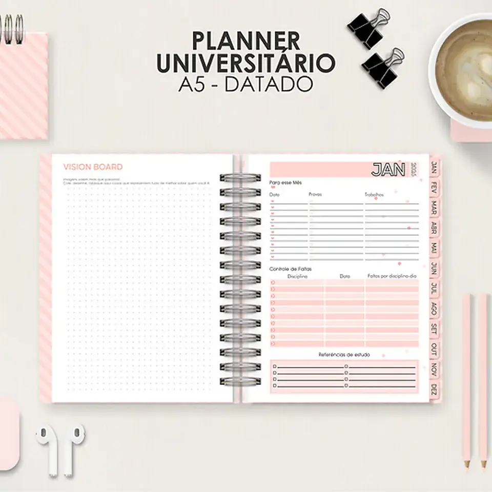 Arquivo Miolo Planner A5 Datado Horizontal 11