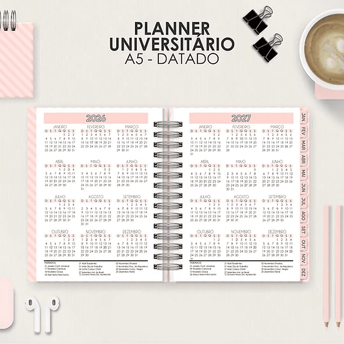 Arquivo Miolo Planner A5 Datado Horizontal 12