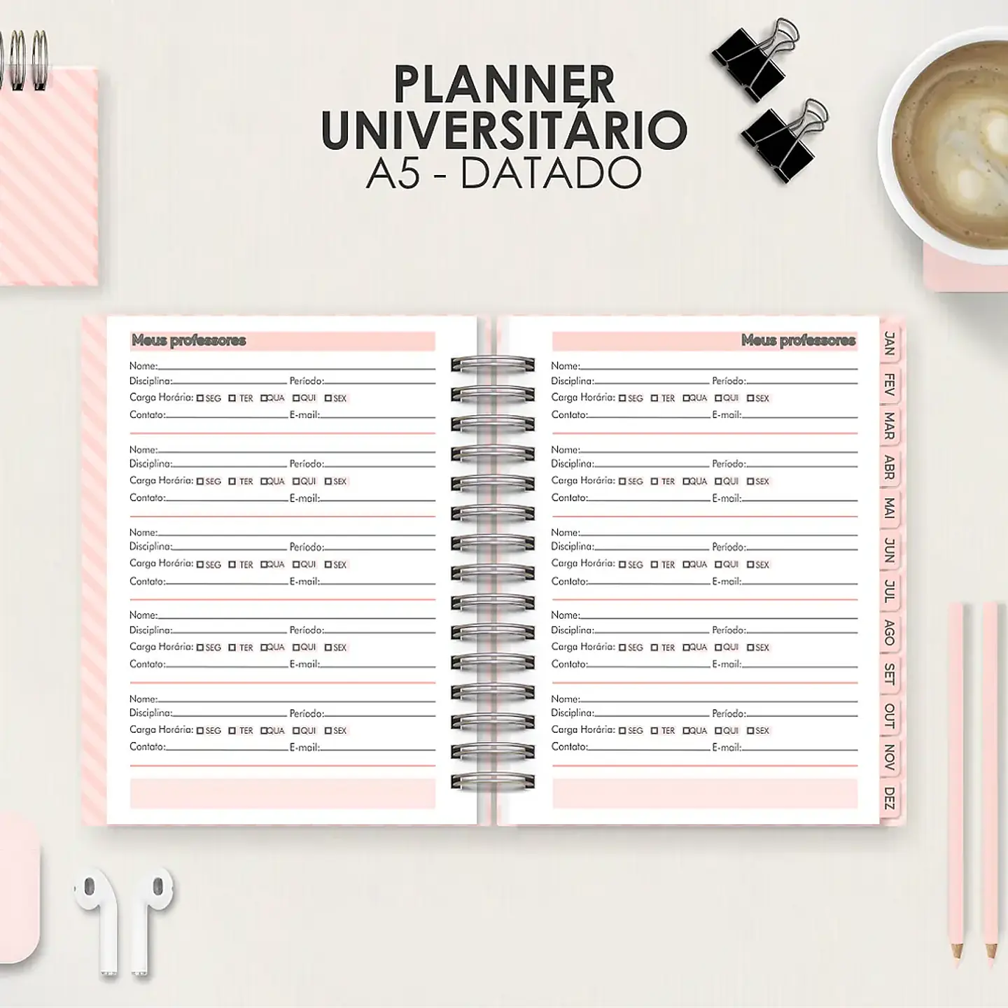 Arquivo Miolo Planner A5 Datado Horizontal 13