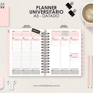 Arquivo Miolo Planner A5 Datado Vertical