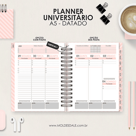 Arquivo Miolo Planner A5 Datado Vertical 1