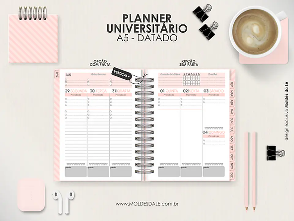 Arquivo Miolo Planner A5 Datado Vertical 1