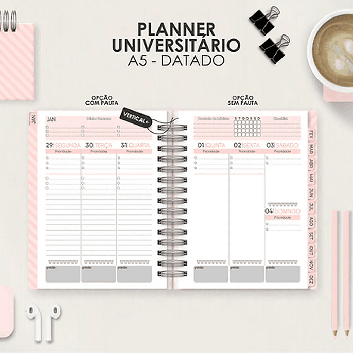 Arquivo Miolo Planner A5 Datado Vertical 2