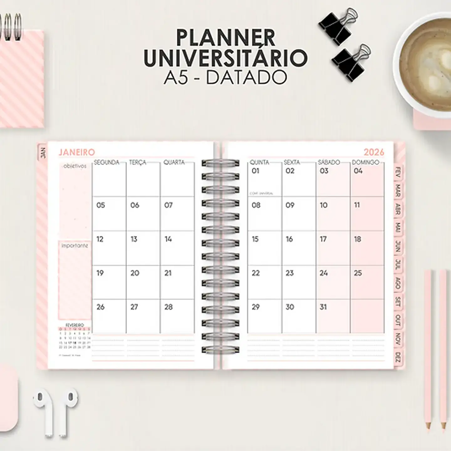 Arquivo Miolo Planner A5 Datado Vertical 3