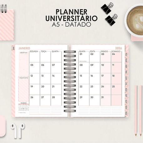 Arquivo Miolo Planner A5 Datado Vertical 3