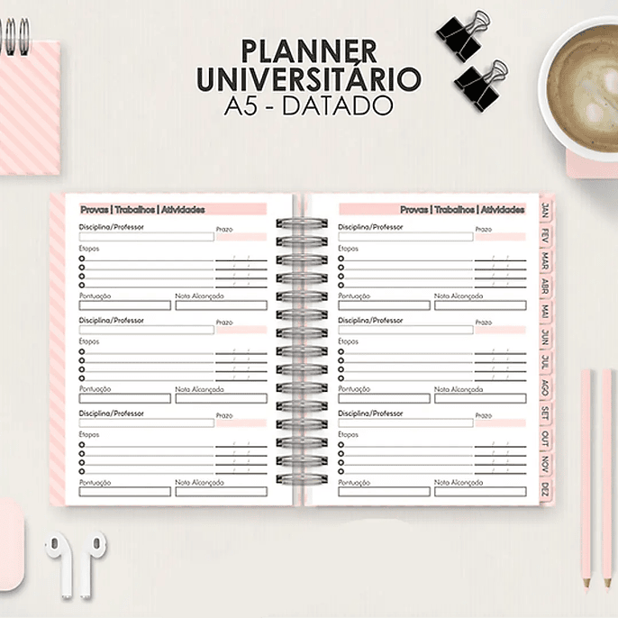Arquivo Miolo Planner A5 Datado Vertical 9