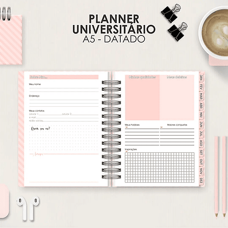 Arquivo Miolo Planner A5 Datado Vertical 12