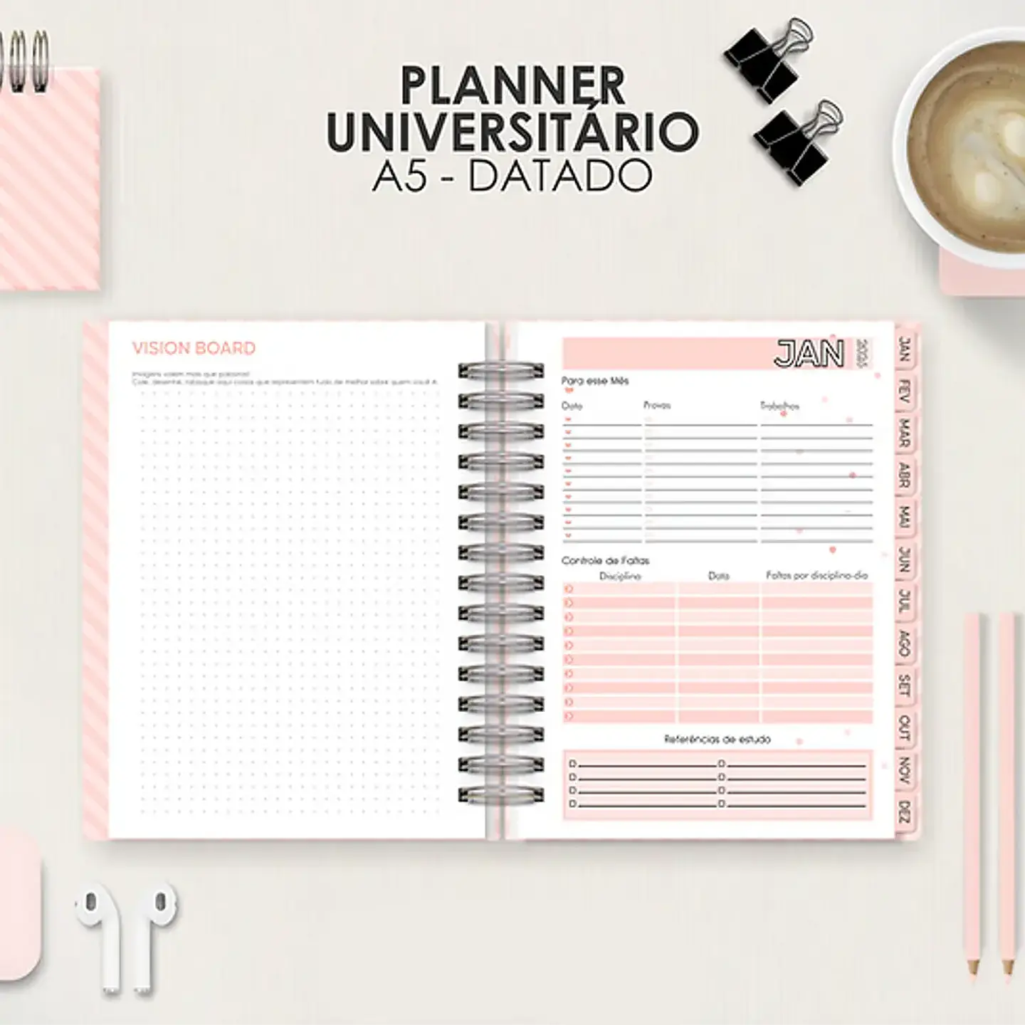 Arquivo Miolo Planner A5 Datado Vertical 15