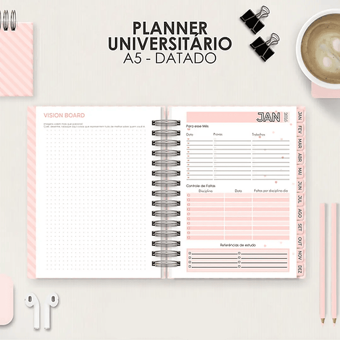 Arquivo Miolo Planner A5 Datado Vertical 15