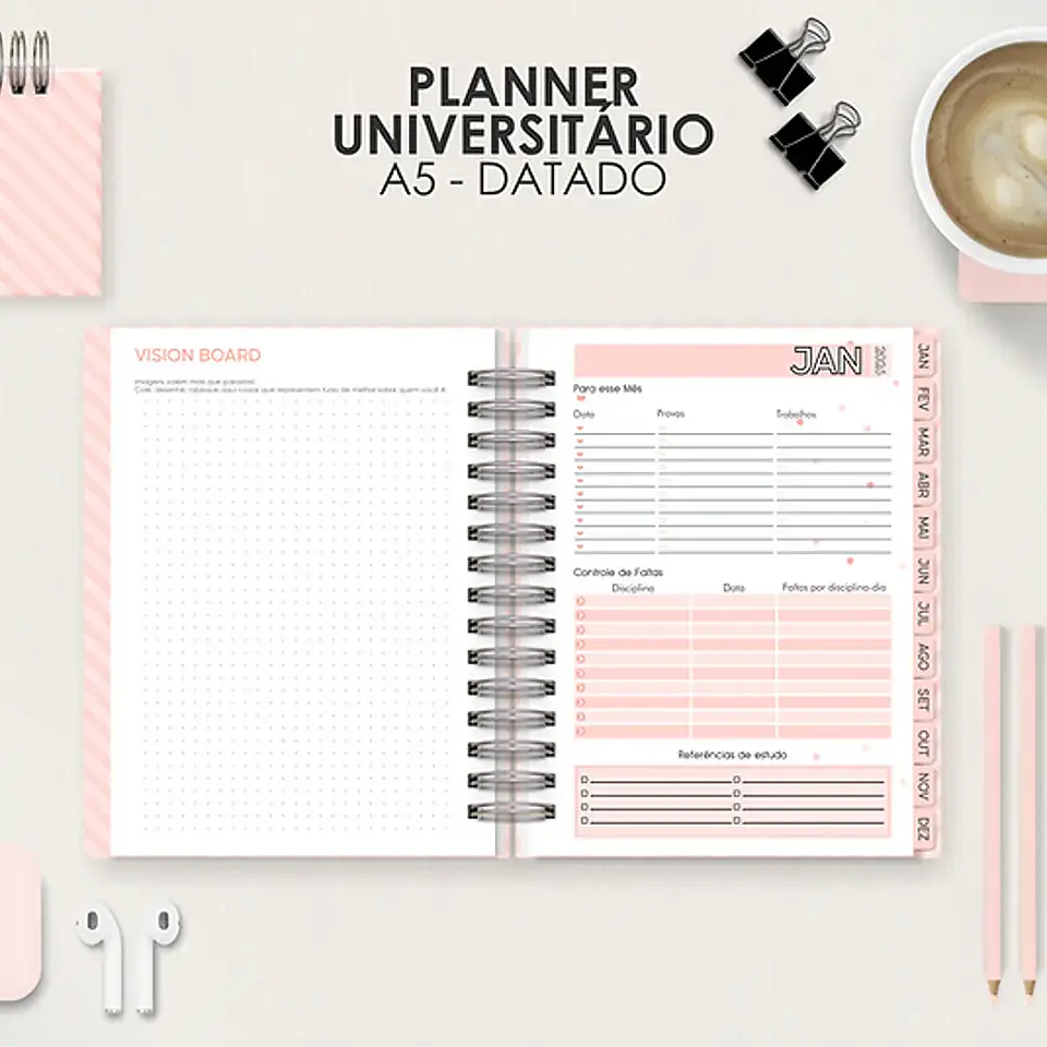 Arquivo Miolo Planner A5 Datado Vertical 15
