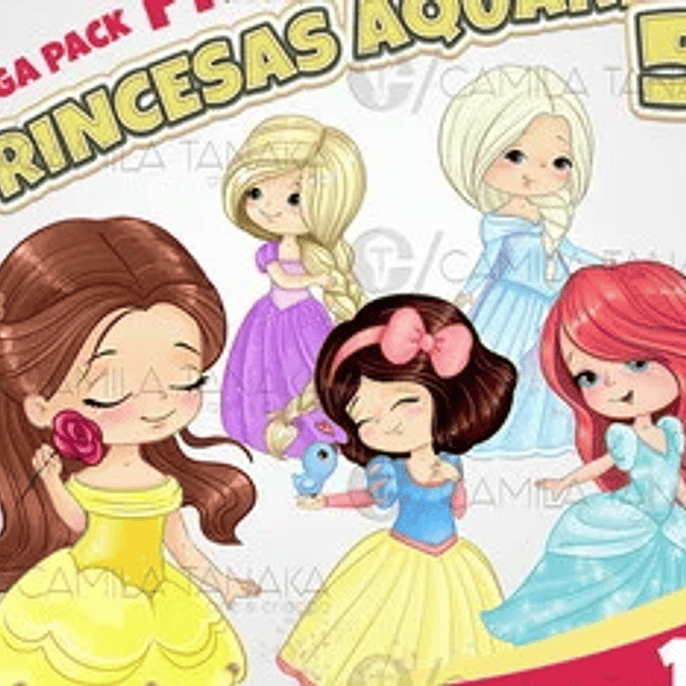 Kit Digital Princesas Aquarela 5 1