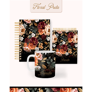 Arquivo Combo Encadernação Floral preta 2026 - Pamella