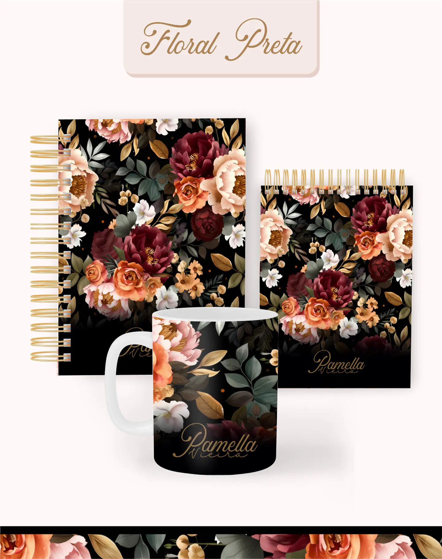 Arquivo Combo Encadernação Floral preta 2026 - Pamella 1