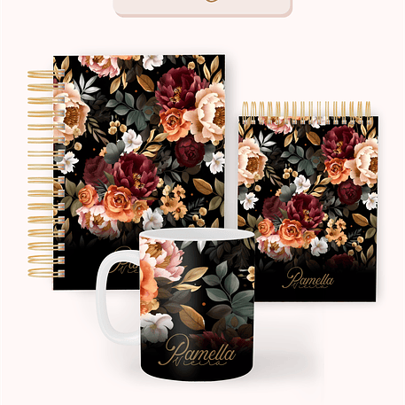 Arquivo Combo Encadernação Floral preta 2026 - Pamella 1
