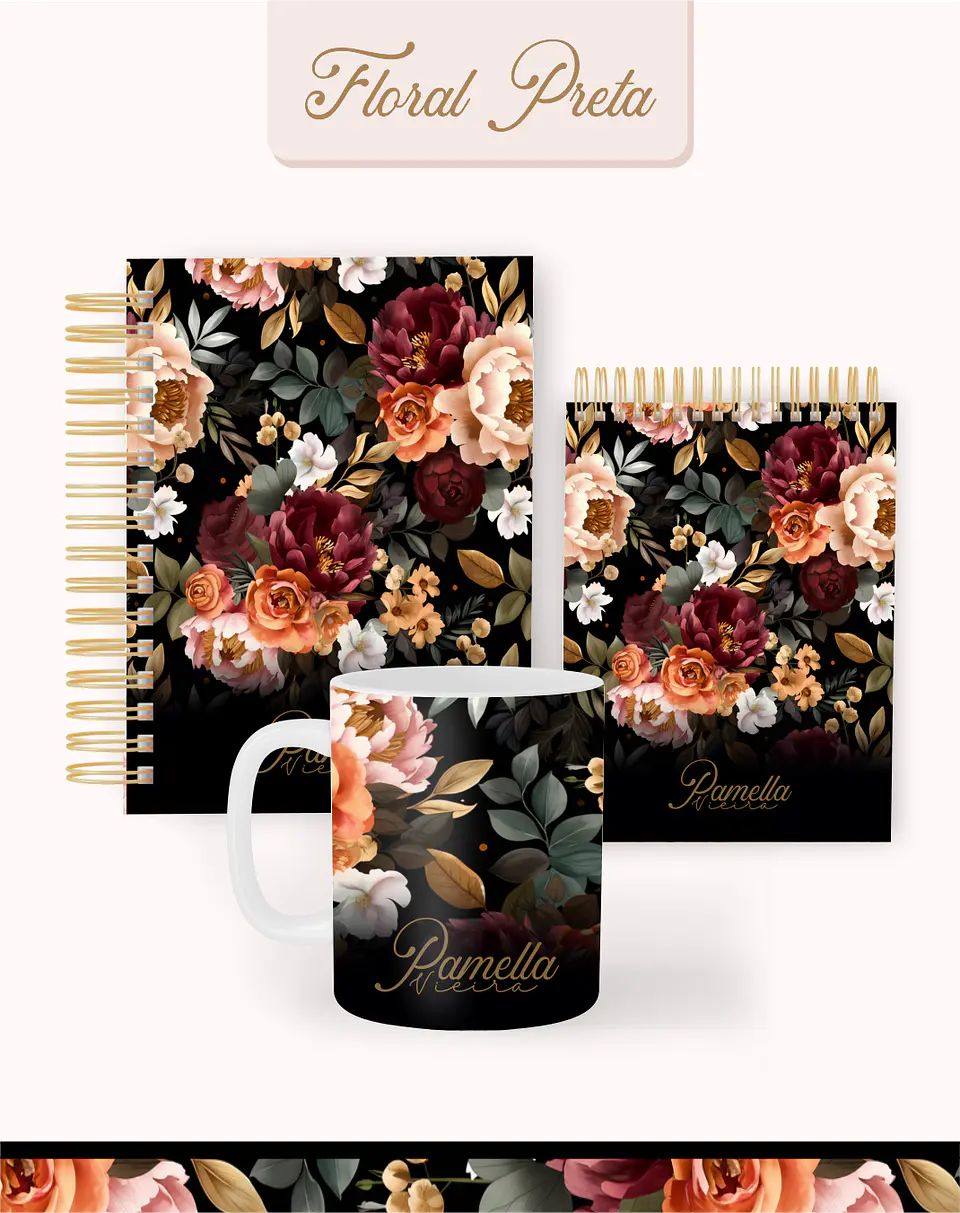 Arquivo Combo Encadernação Floral preta 2026 - Pamella 1