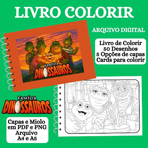 Arquivo Livro de Colorir Família Dinossauro - Moira