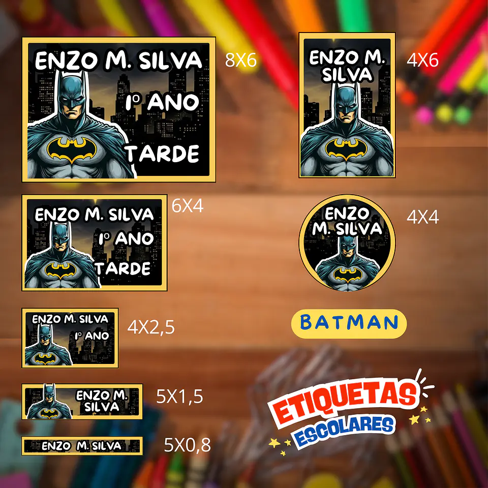 Arquivo Etiqueta Escolar Batman 1