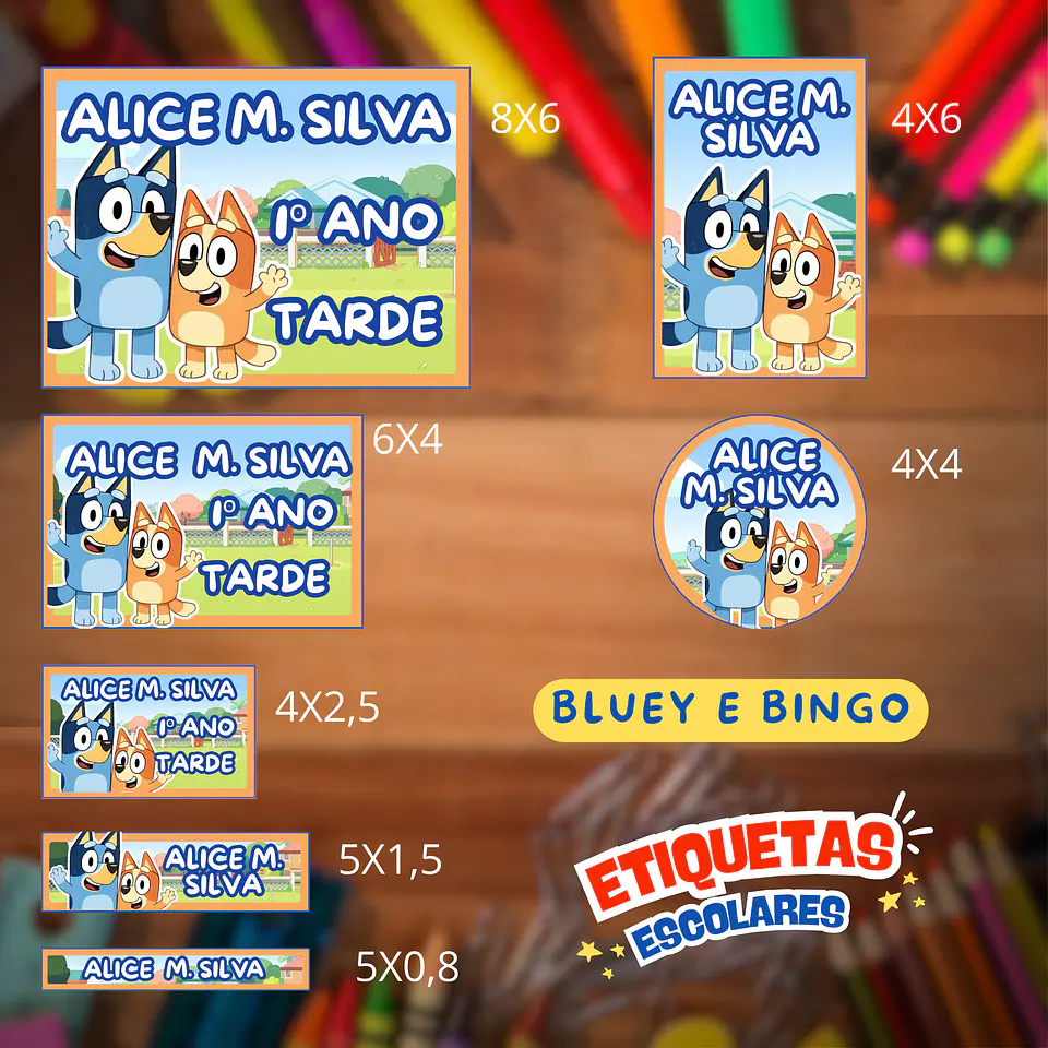 Arquivo Etiqueta Escolar Bluey e bingo 1