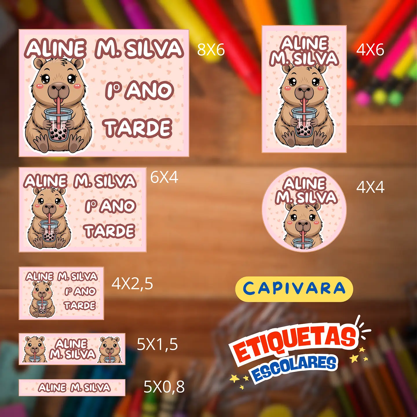 Arquivo Etiqueta Escolar Capivara 1