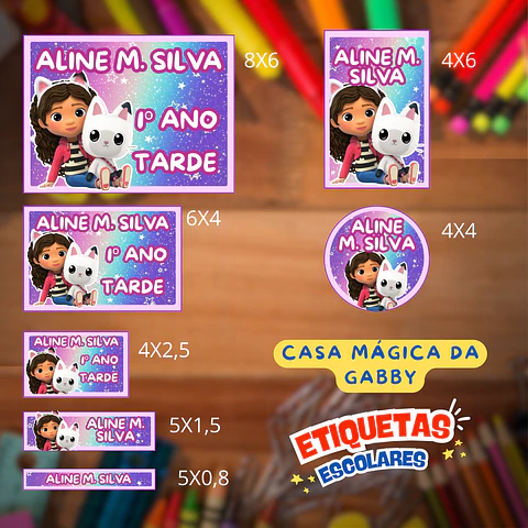 Arquivo Etiqueta Escolar Casa Mágica da Gabby