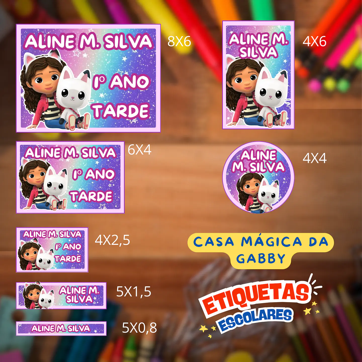 Arquivo Etiqueta Escolar Casa Mágica da Gabby 1