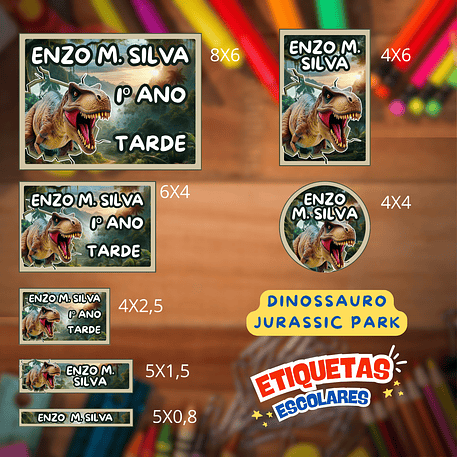 Arquivo Etiqueta Escolar Dinossauro Jurassic Park 1