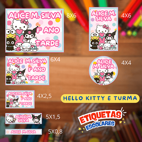 Arquivo Etiqueta Escolar Hello Kitty e Turma 1