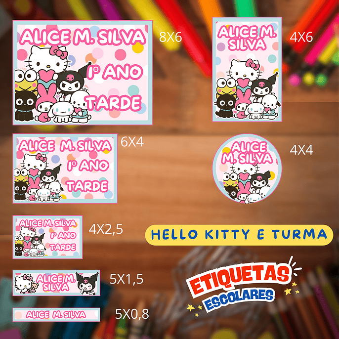 Arquivo Etiqueta Escolar Hello Kitty e Turma 1