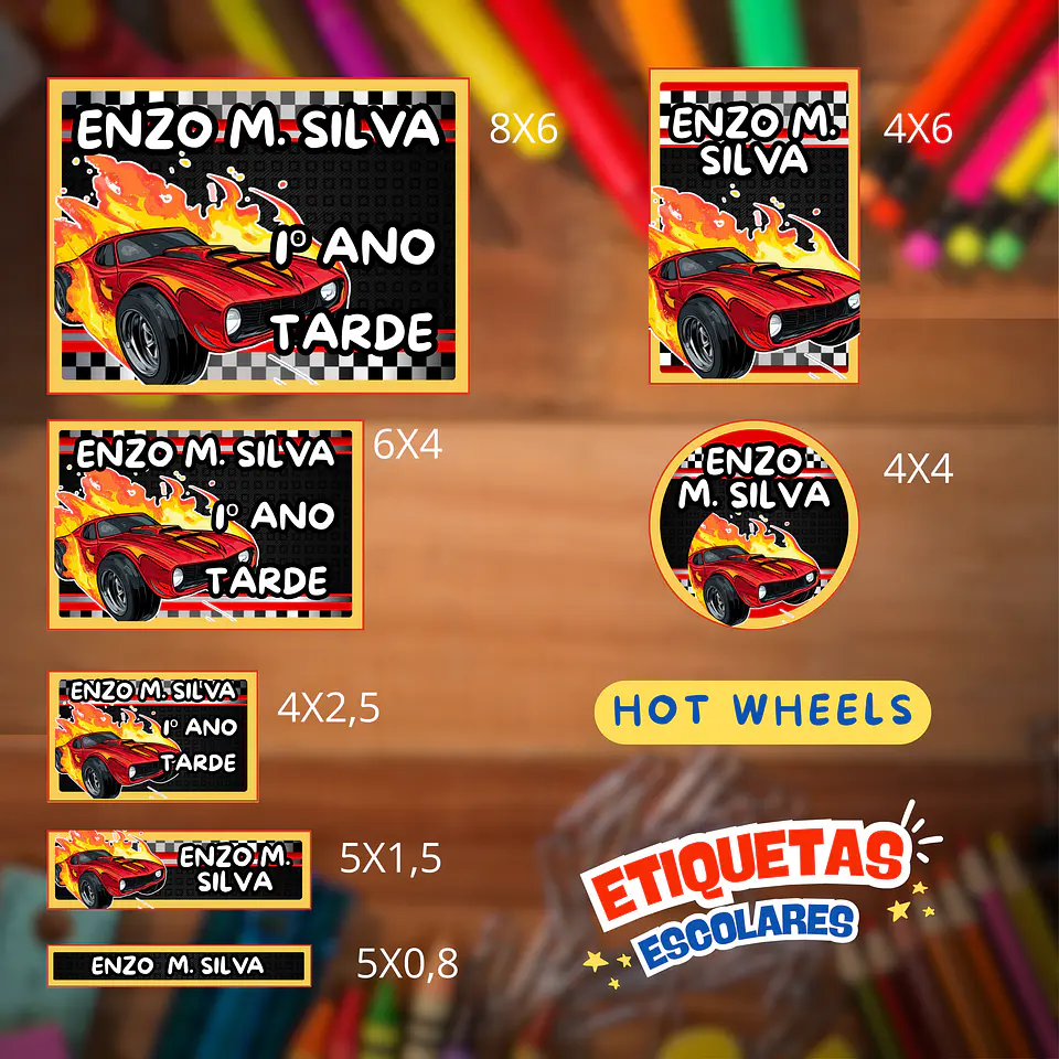 Arquivo Etiqueta Escolar Hot Wheels 1