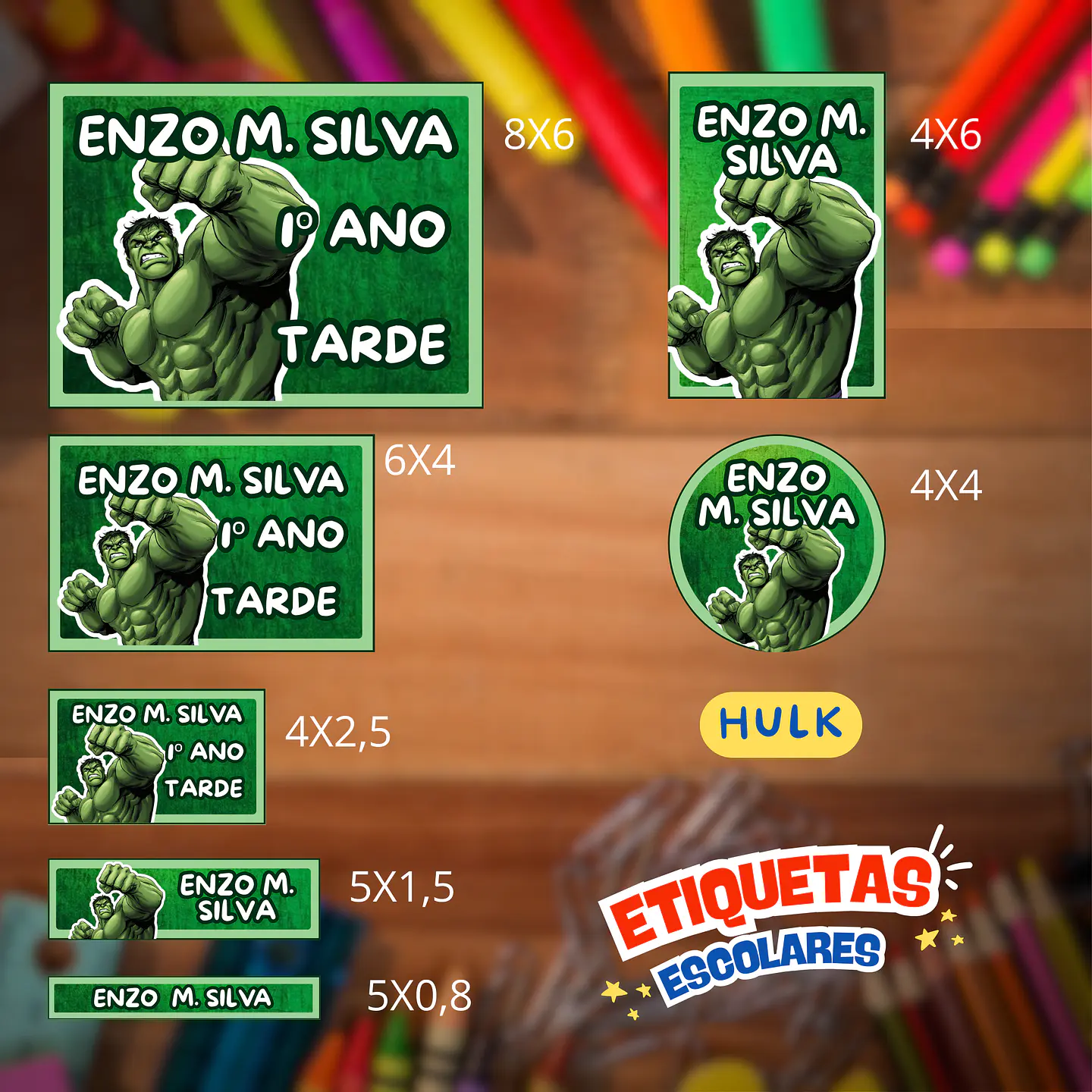 Arquivo Etiqueta Escolar Hulk 1
