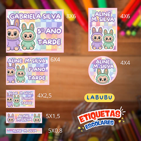 Arquivo Etiqueta Escolar Labubu