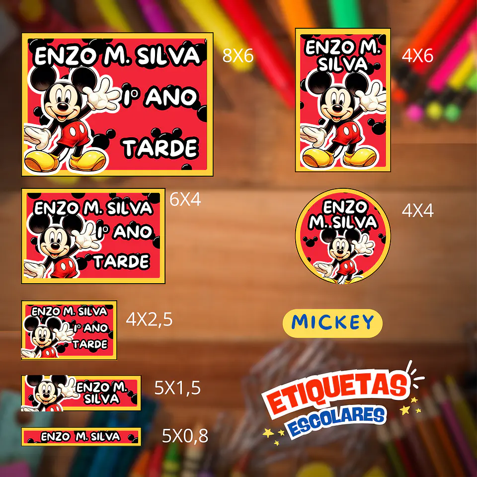 Arquivo Etiqueta Escolar Mickey 1