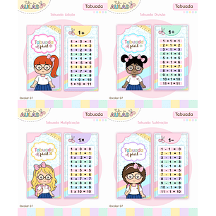 Arquivo Escolar Chaveiro Tabuada Menina - 2026