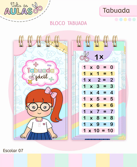 Arquivo Escolar Bloco Tabuada Encadernada