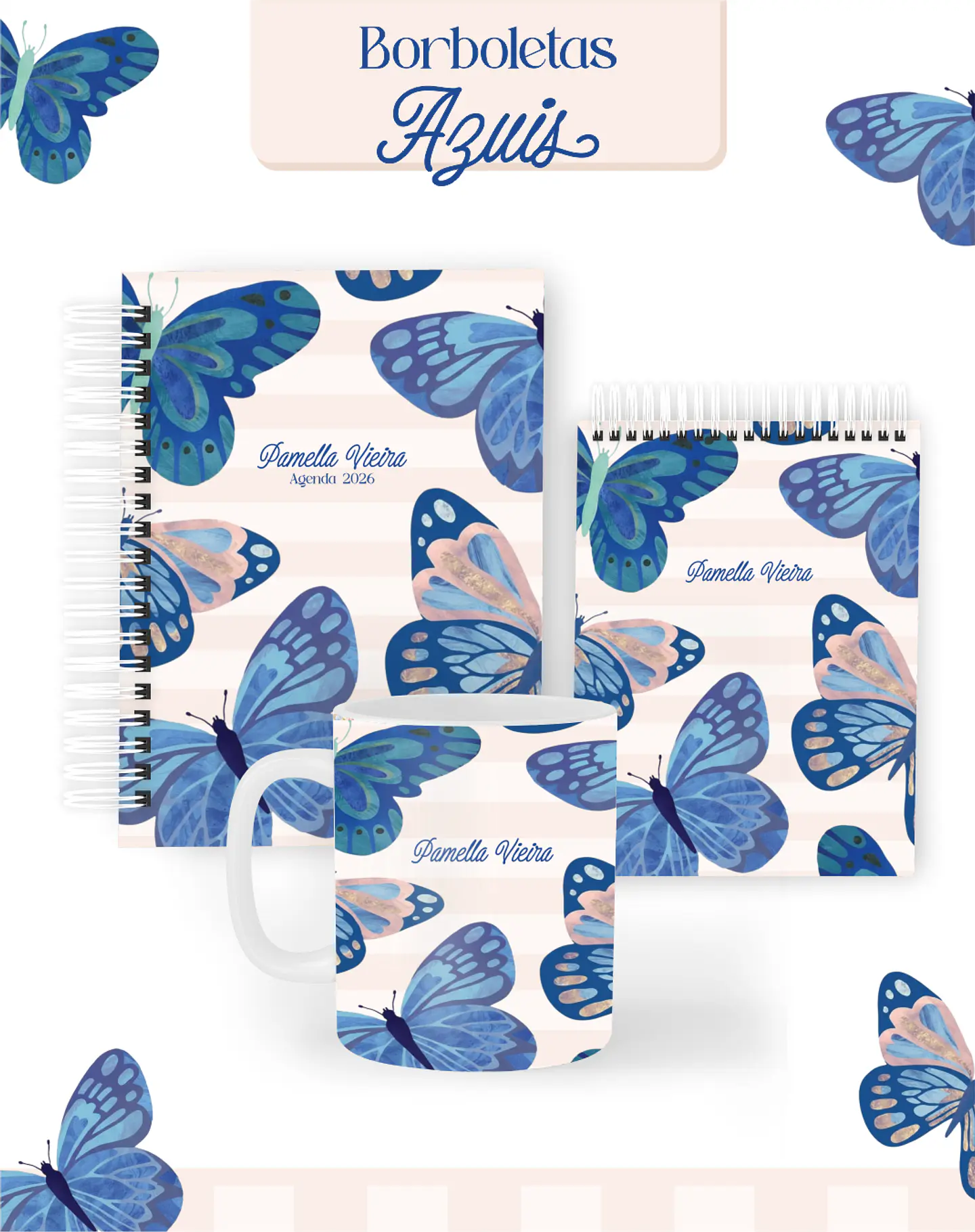 Arquivo Combo Encadernação Borboletas Azuis 2026 - Pamella 1