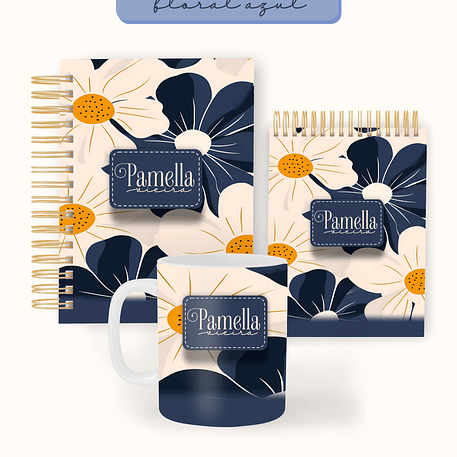 Arquivo Combo Encadernação Abstrato Floral Azul  2026 - Pamella 1