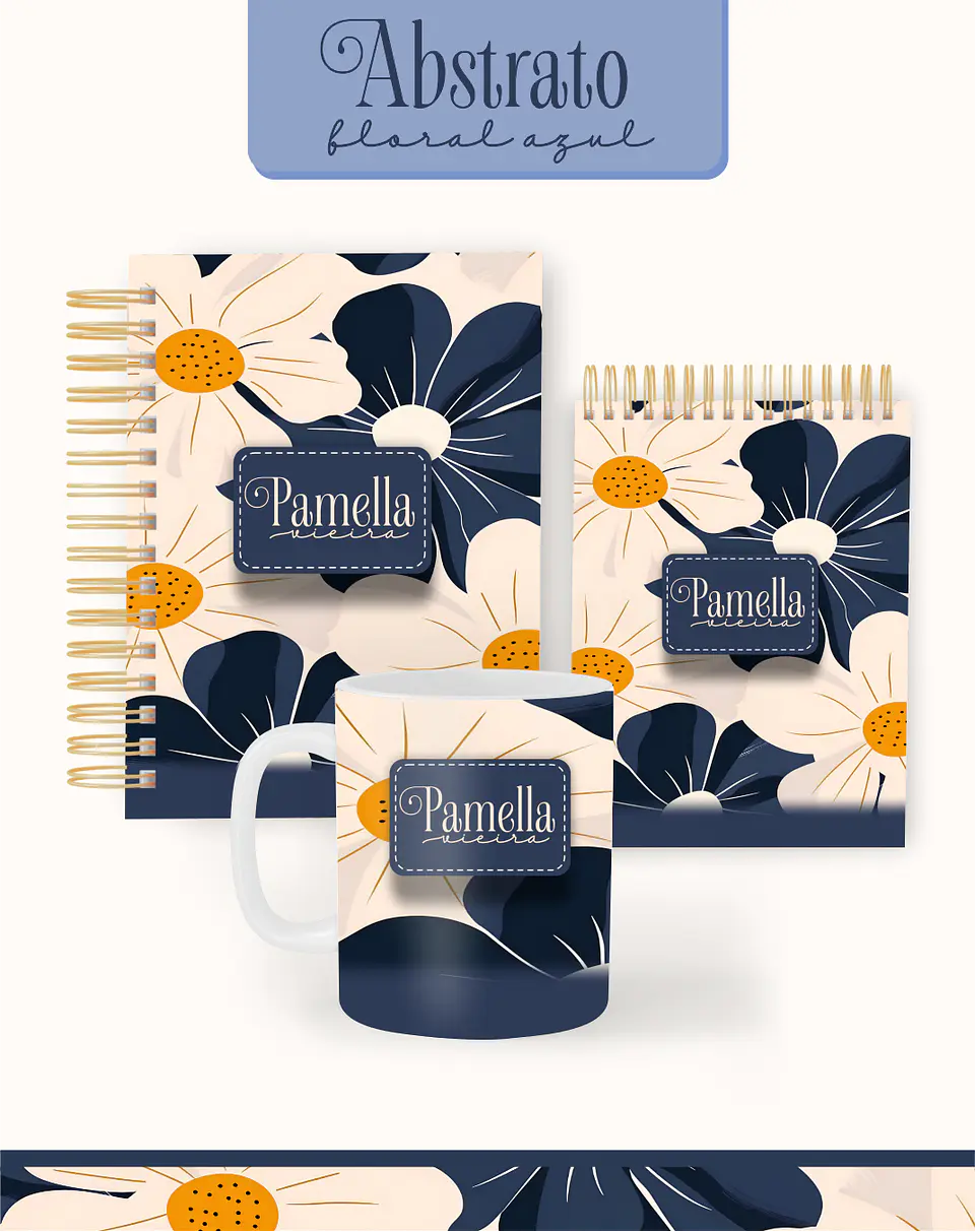 Arquivo Combo Encadernação Abstrato Floral Azul  2026 - Pamella 1