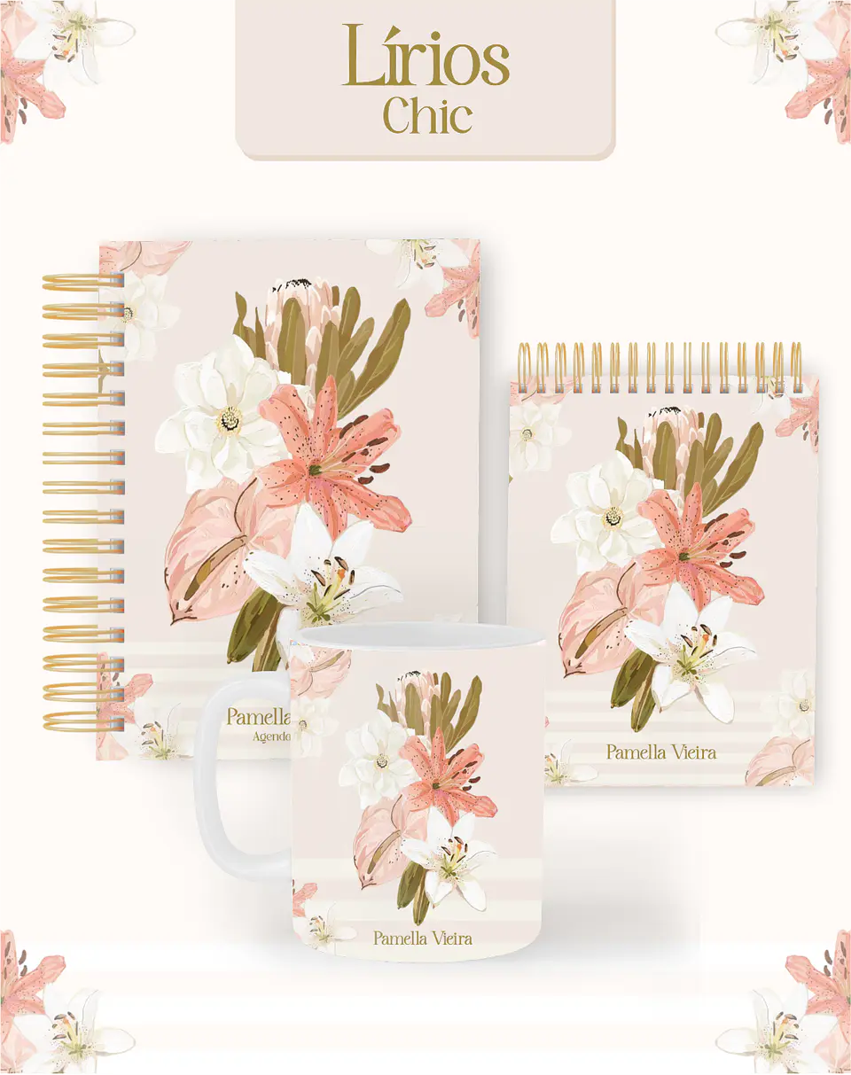 Arquivo Combo Encadernação Lírios chic 2026 - Pamella 1