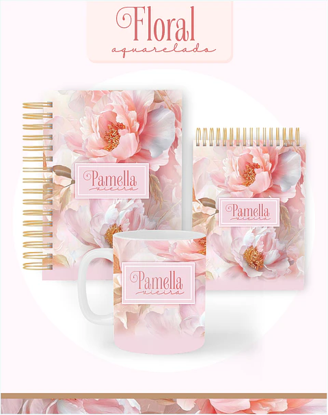 Arquivo Combo Encadernação Floral Aquarelado 2026 - Pamella