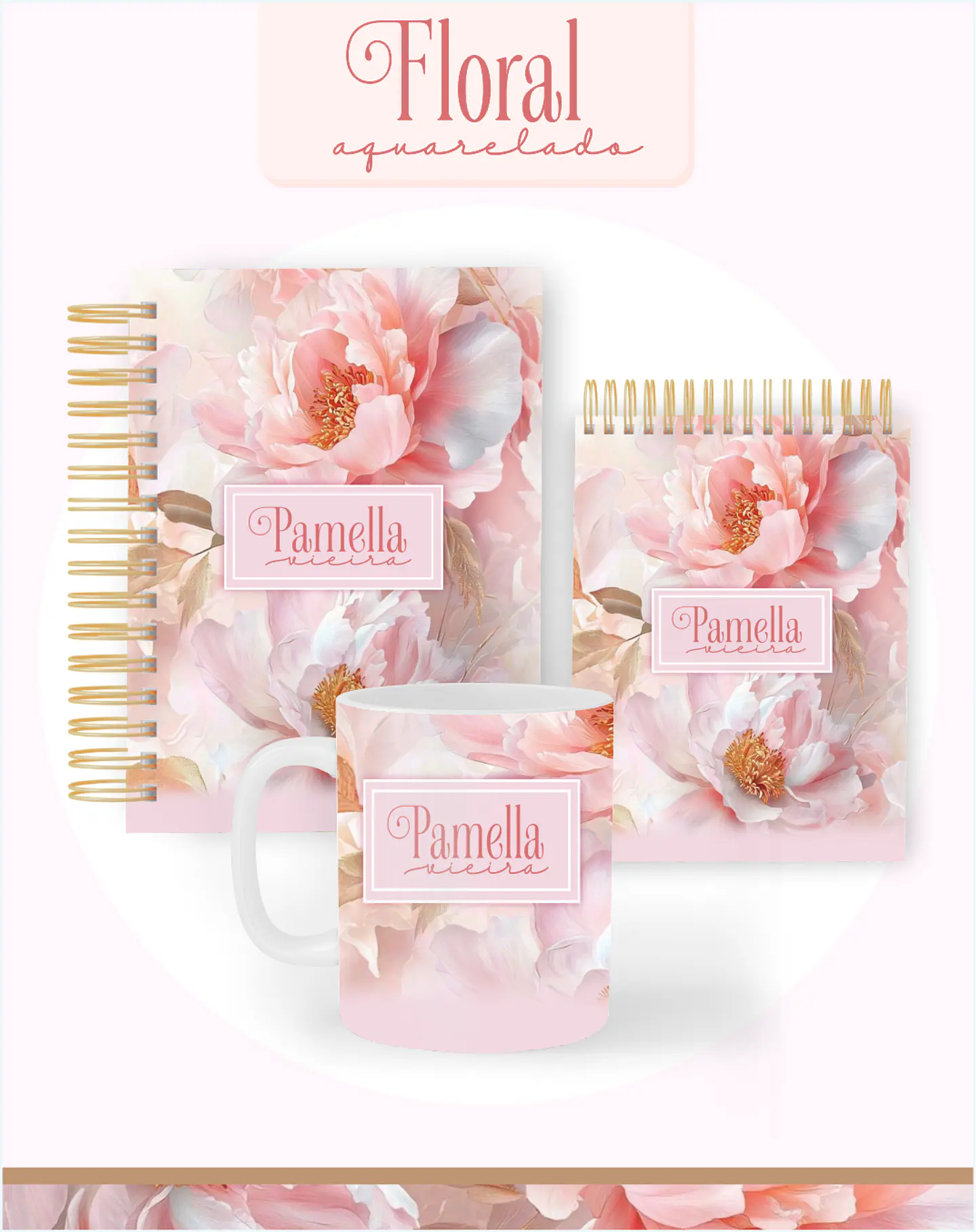 Arquivo Combo Encadernação Floral Aquarelado 2026 - Pamella 1