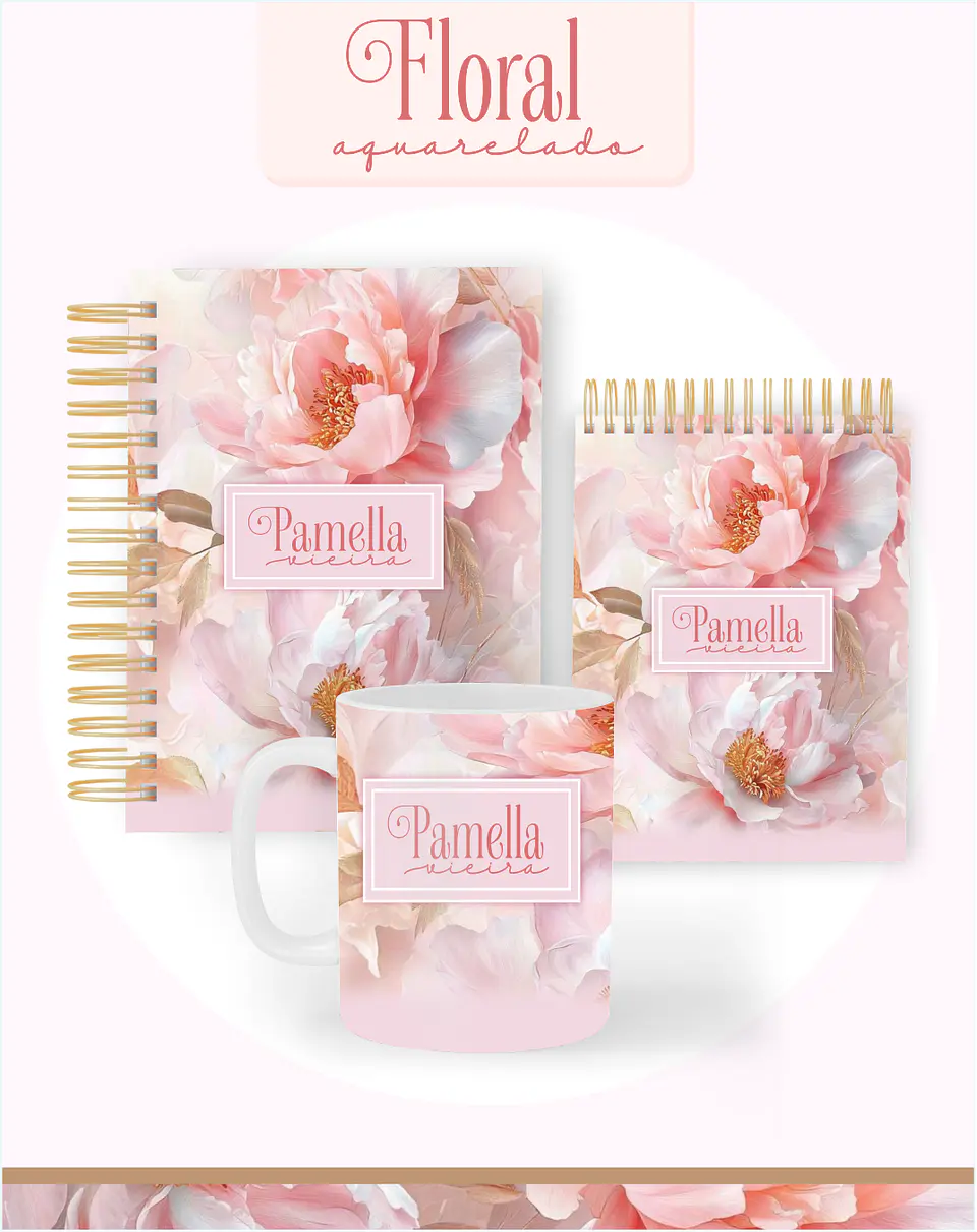 Arquivo Combo Encadernação Floral Aquarelado 2026 - Pamella 1