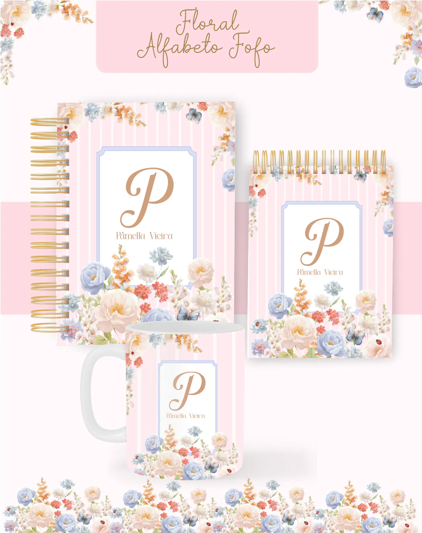 Arquivo Combo Encadernação Floral Alfabeto Fofo  2026 - Pamella 1