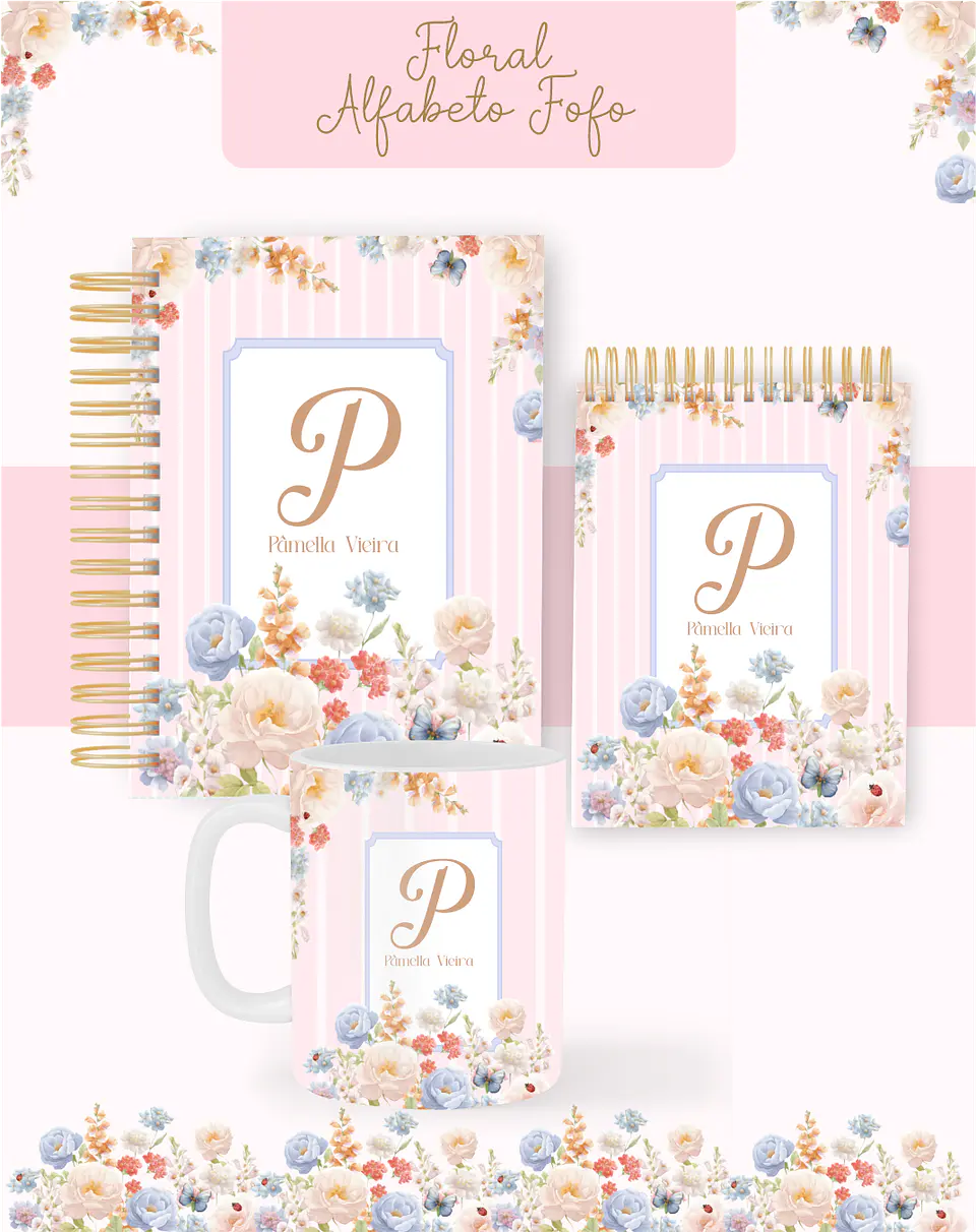 Arquivo Combo Encadernação Floral Alfabeto Fofo  2026 - Pamella 1