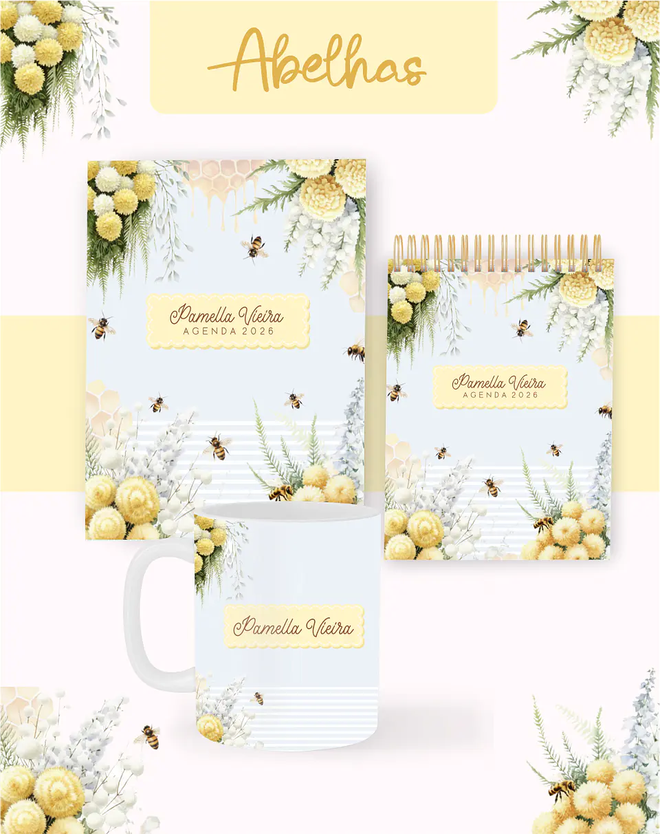 Arquivo Combo Encadernação Abelhas  2026 - Pamella 1