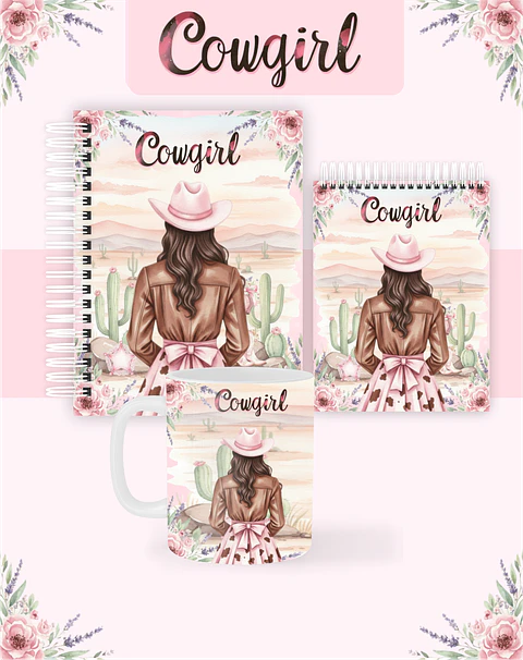 Arquivo Combo Encadernação Cowgirl 2026 - Pamella