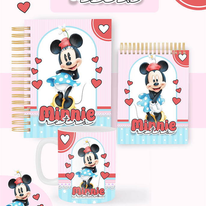 Arquivo Combo Encadernação Minnie Retro 2026 - Pamella 1